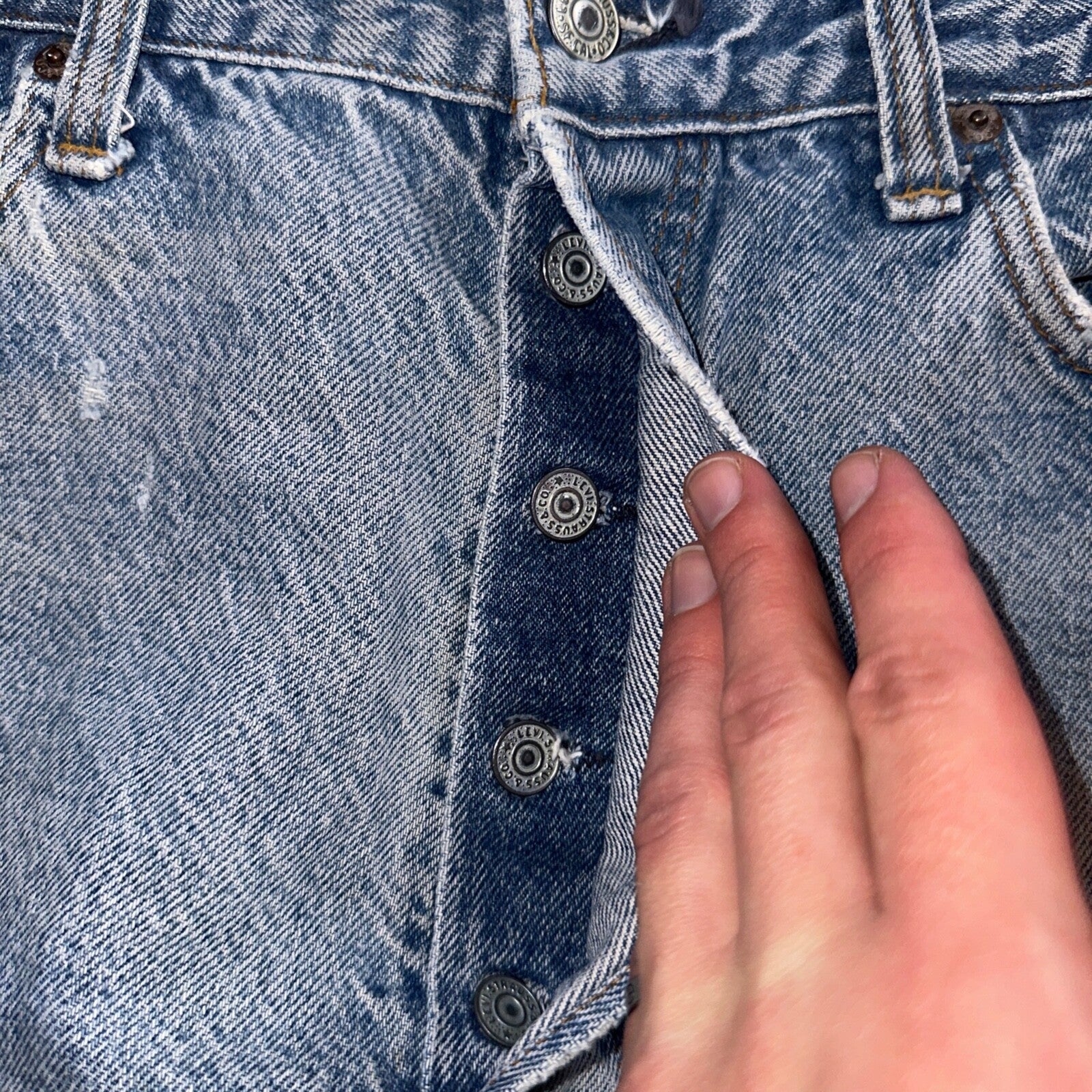 Levis 501 Vintage 80s USA XX Straight Leg Jeans Blue Light Wash 38x33 Act 34x29