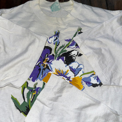 Flowers Art Single Stitch 80s Vintage T Shirt 1989 Travel Garden Plants Life