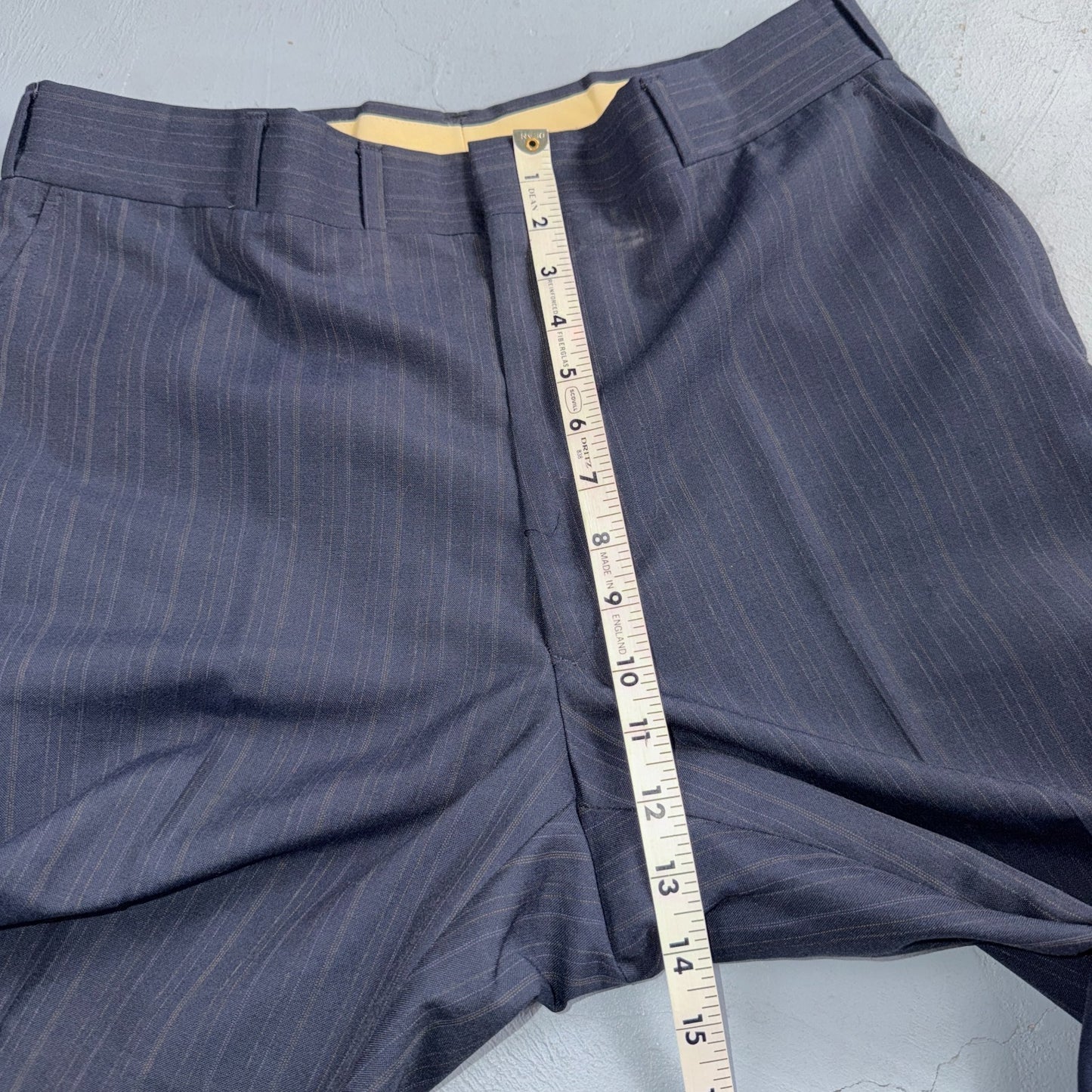 VTG Mens 2 PC Suit 42 Jacket Coat Pants Blue Striped USA Golden Lancer 80s Wool