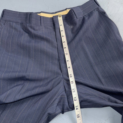 VTG Mens 2 PC Suit 42 Jacket Coat Pants Blue Striped USA Golden Lancer 80s Wool