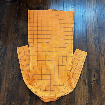 VTG 100% Wool Imperial Long Check Overcoat Womens Orange Rockabilly 1960s 70s