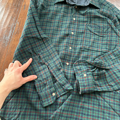 VTG Pendleton Mens Virgin Wool Button Up Shirt Plaid Size L Made in USA Big Hole