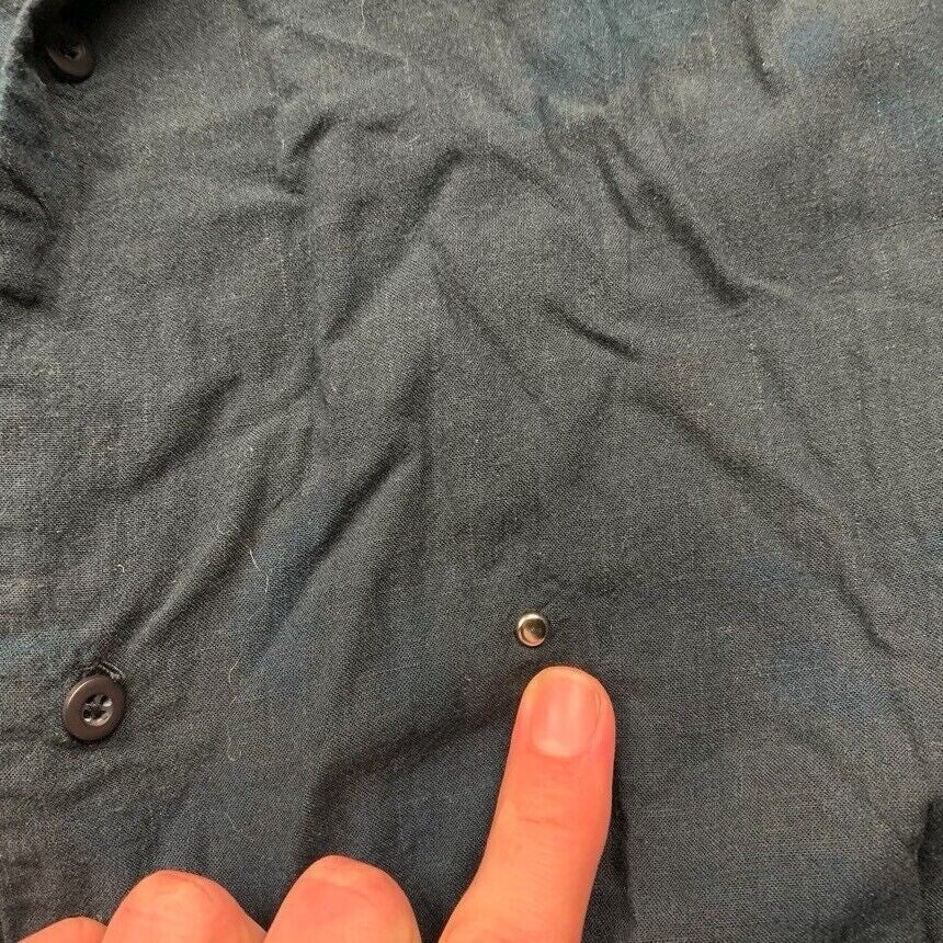 CH Carolina Herrera Black Flower Floral Button Down Dress Shirt Mens Rough VTG