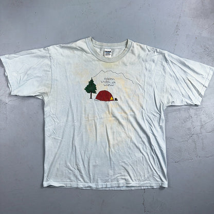 Hiking Room With A View VTG T Shirt Funny Camping Camp Hike Travel USA Y2K
