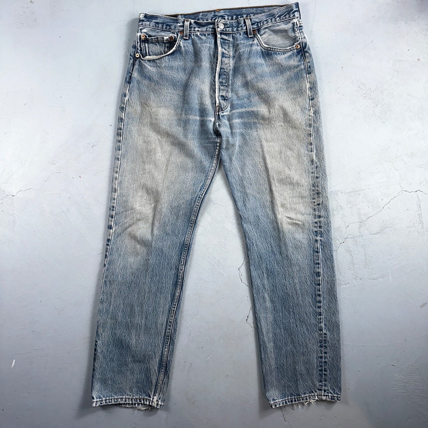 Levis 501 Vintage 90s USA XX Straight Leg Jeans Blue Light Wash 38x36 Act 34x31