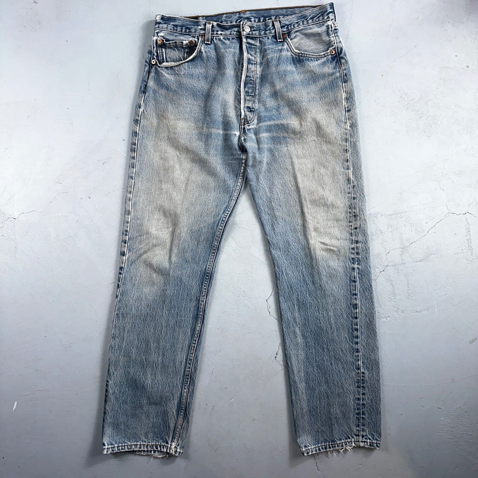 Levis 501 Vintage 90s USA XX Straight Leg Jeans Blue Light Wash 38x36 Act 34x31