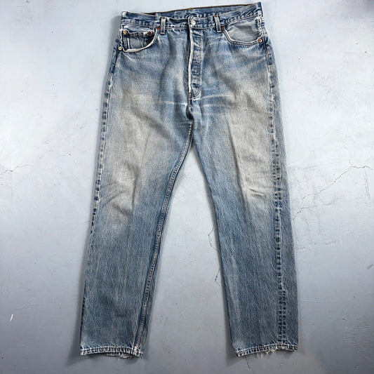 Levis 501 Vintage 90s USA XX Straight Leg Jeans Blue Light Wash 38x36 Act 34x31