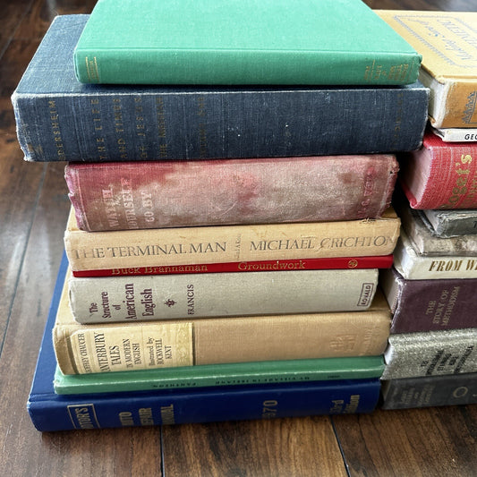 Lot 18 Cool Old Vintage Antique Rare Hardcover Random Books Green Coffee Table