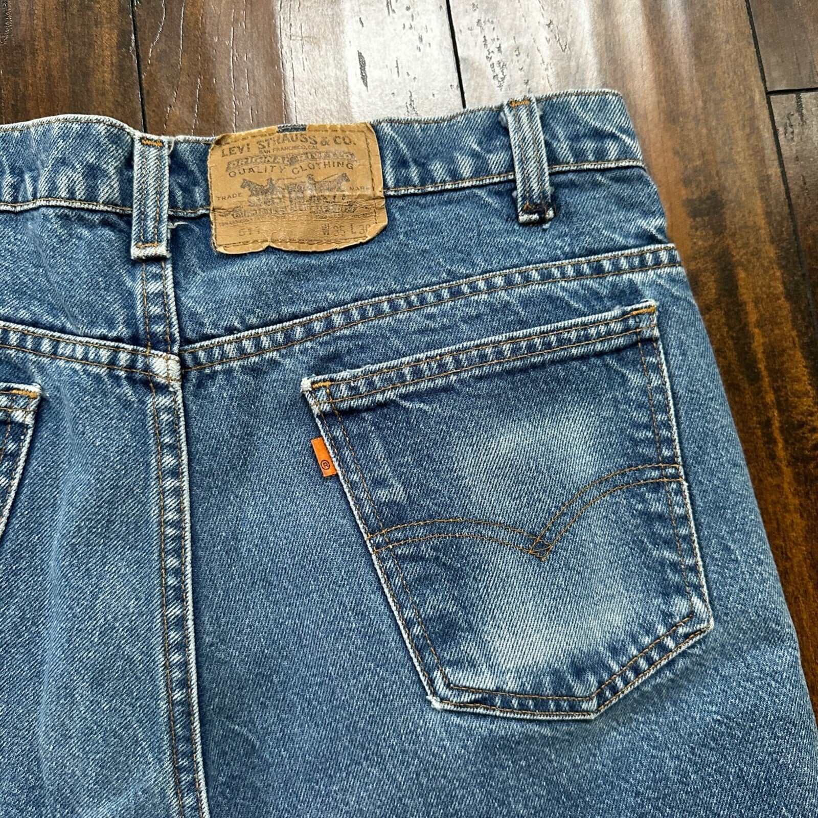 Levis 517 Vintage 90s USA Orange Tab Bootcut Flare Blue Jeans 35x30 Act 32x28