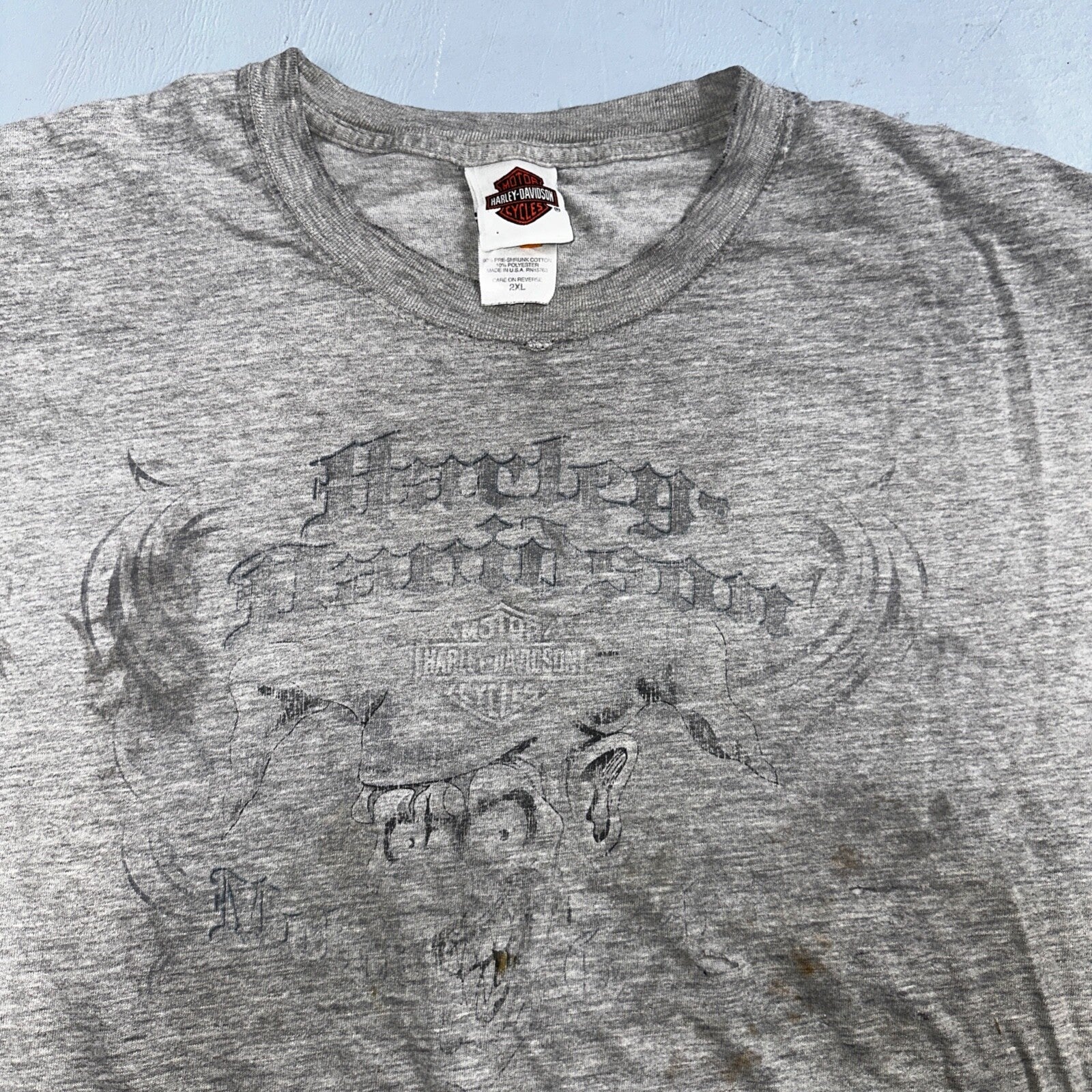 Harley Davidson Montreal Canada VTG T Shirt Doyles Grunge Thrashed Stained
