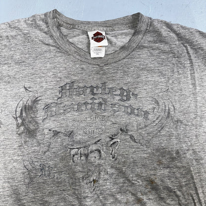 Harley Davidson Montreal Canada VTG T Shirt Doyles Grunge Thrashed Stained