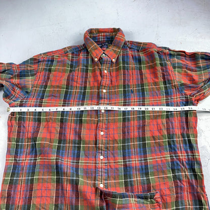 RALPH LAUREN Shirt Mens Size XL Button Up Plaid Long Sleeve Extra Large Blaire