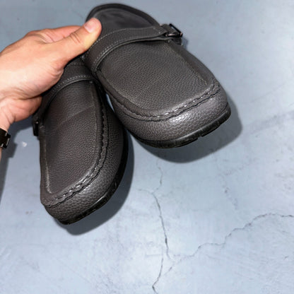 AKADEMIKS Men's Gray Faux Leather Roger Slip-On Driving Loafers SZ 12