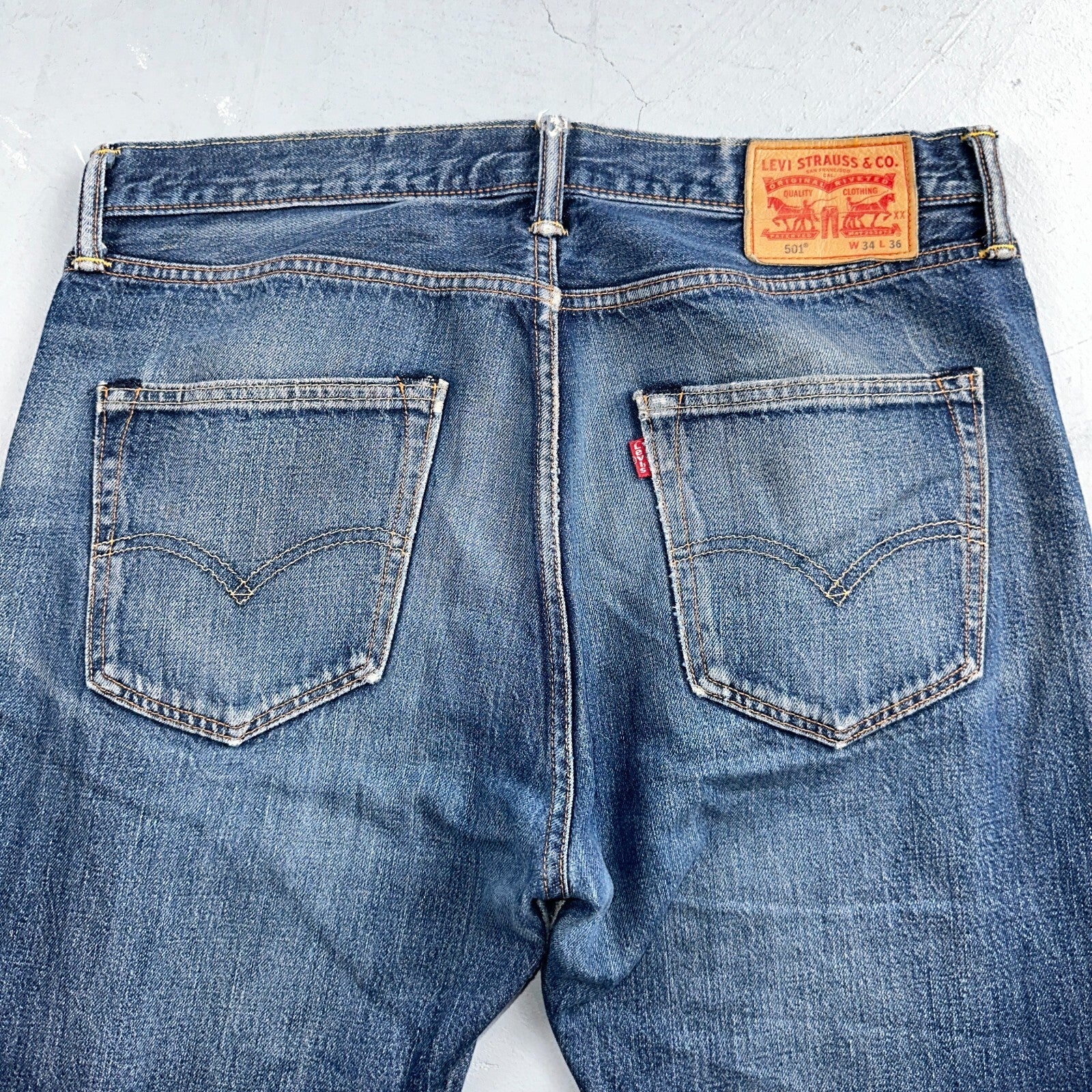 Levis 501 Y2K XX Straight Leg Jeans Blue VTG Med Wash 34x36 Act 34x34