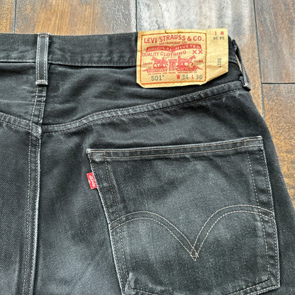 Vintage 90s Mexico Levis 501 XX 34x36 USA Tag Jeans Y2K Black Act 33x36
