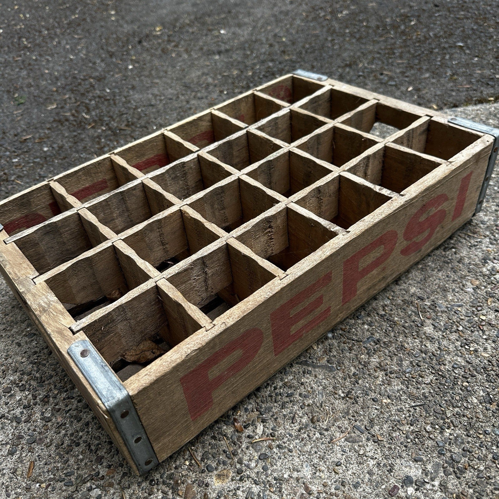 Vintage Wooden Soda Crate Pepsi Cola Wood Gallup New Mexico 24 Bottles Rare