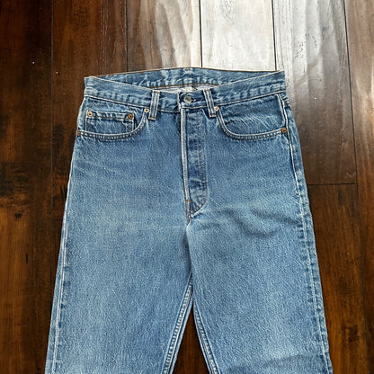 VTG 80s Levis 501 Button Fly 32x36 USA Tag Jeans Straight Wash Blue XX Act 29x32