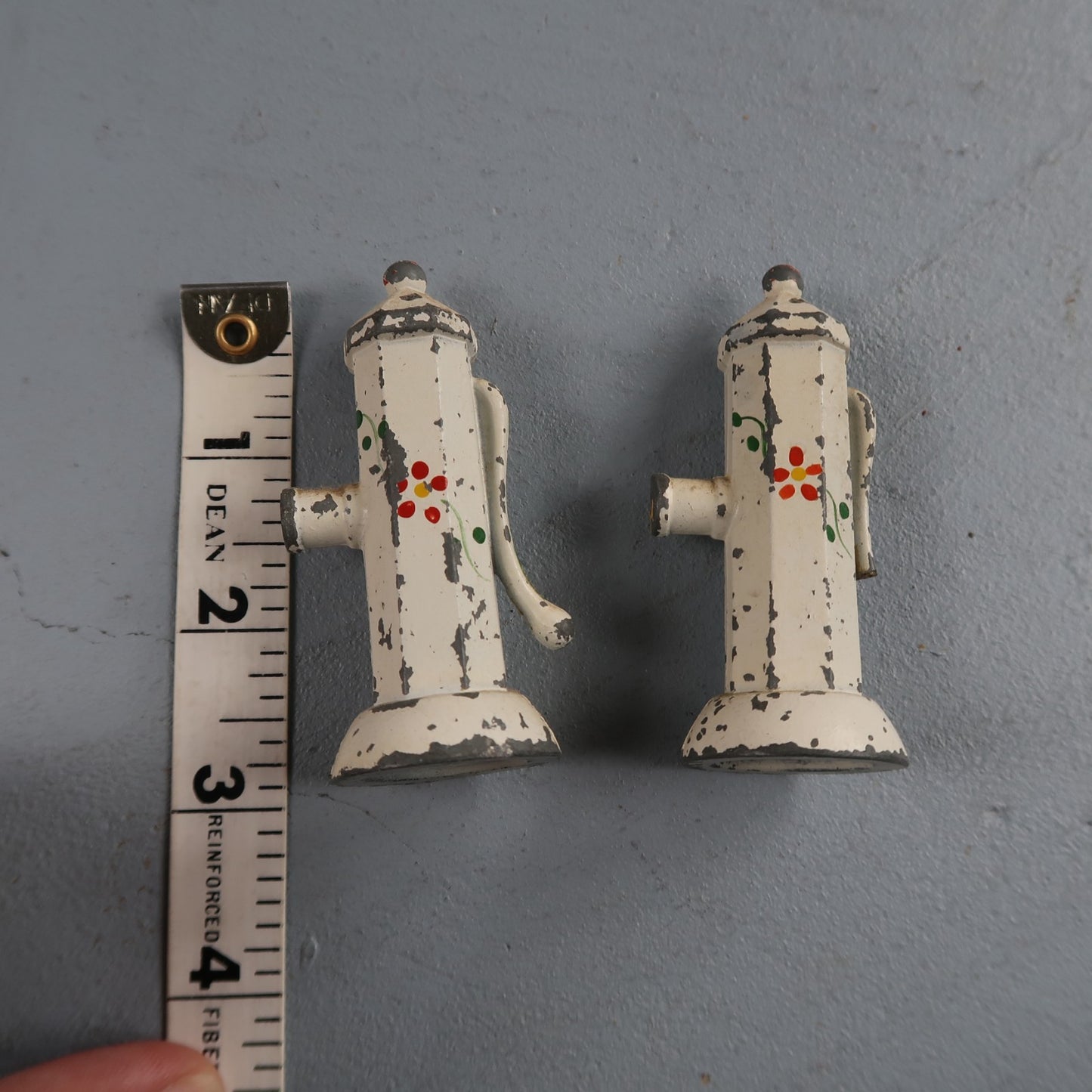 Vintage Cast Iron Hand Water Pump Salt and Pepper Shakers Cute MCM 60s