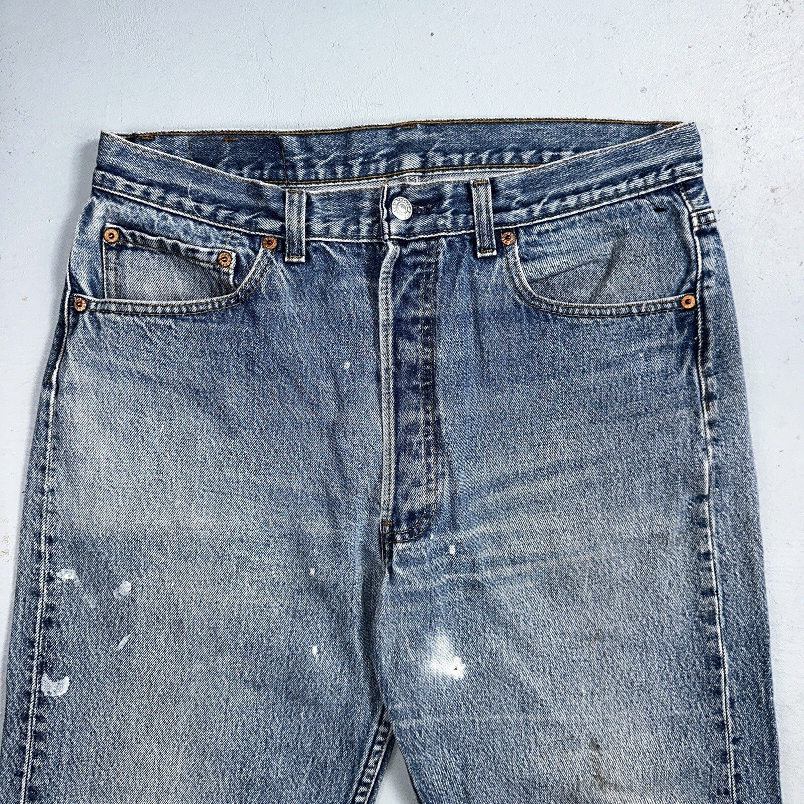 Levis 501 Vintage 90s USA 80s XX Straight Leg Jeans 35x36 Light Wash Act 32x31
