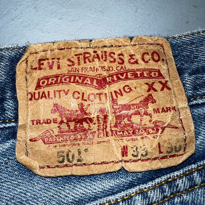 Levis 501 Vintage Y2K XX Straight Leg Jeans Rips Blue Med Wash 33x36 Act 31x31