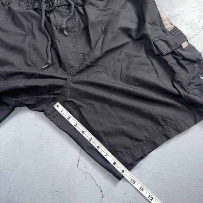 Nike Vintage Black Nylon Shorts Swoosh XL 90s Black Tag 9” Inseam Running Track