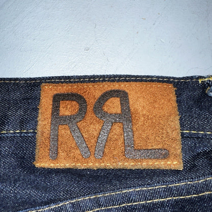 Double RL RRL Men’s Blue Denim Selvedge Jeans Slim Redline USA 31x32 Dark!