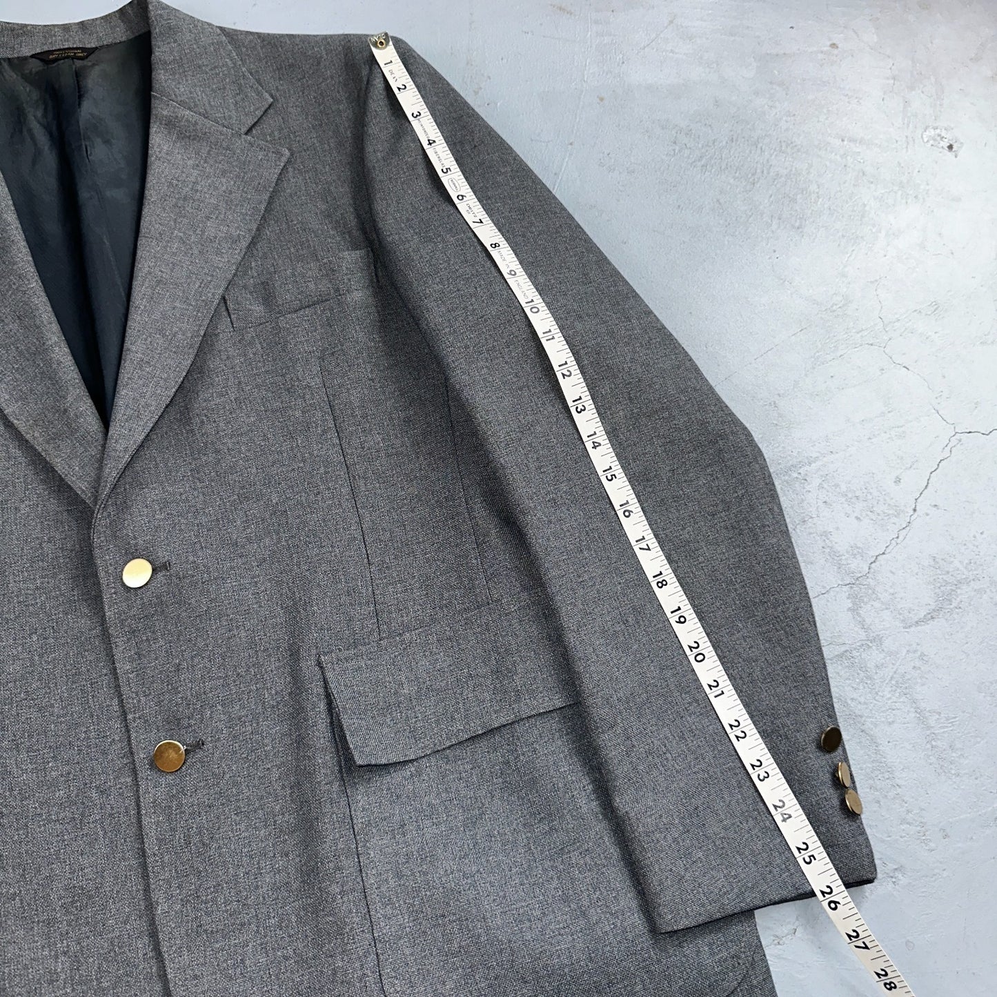 VTG Mens 2 PC Suit 44L Jacket Coat Vest Gray Levis Panatela Wool 80s