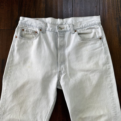 Vintage 90s Levis 501 USA 36x30 Tag Jeans 80s Blue Light Wash Act Worn 33x29