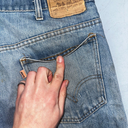 Levis 517 Vintage 80s USA Orange Tab Bootcut Flare Blue Jeans Talon Act 34x29