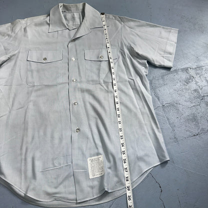 1973 US Army Vietnam War Men Blue Button Long Sleeve Shirt 16 DSA-100 1970s 70s