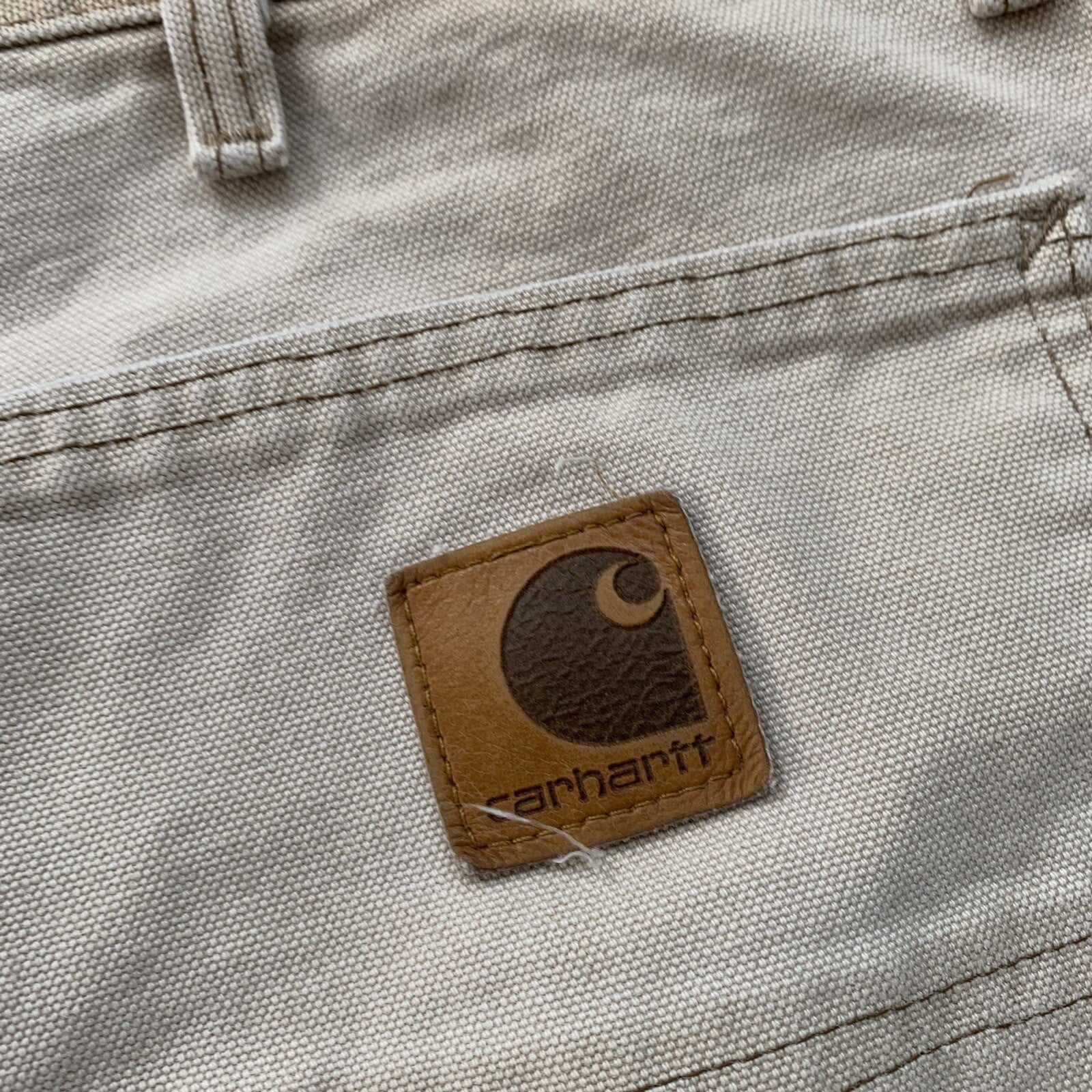Vintage USA Made Carhartt Men's Thrashed Canvas Carpenter Shorts 90s Double Knee