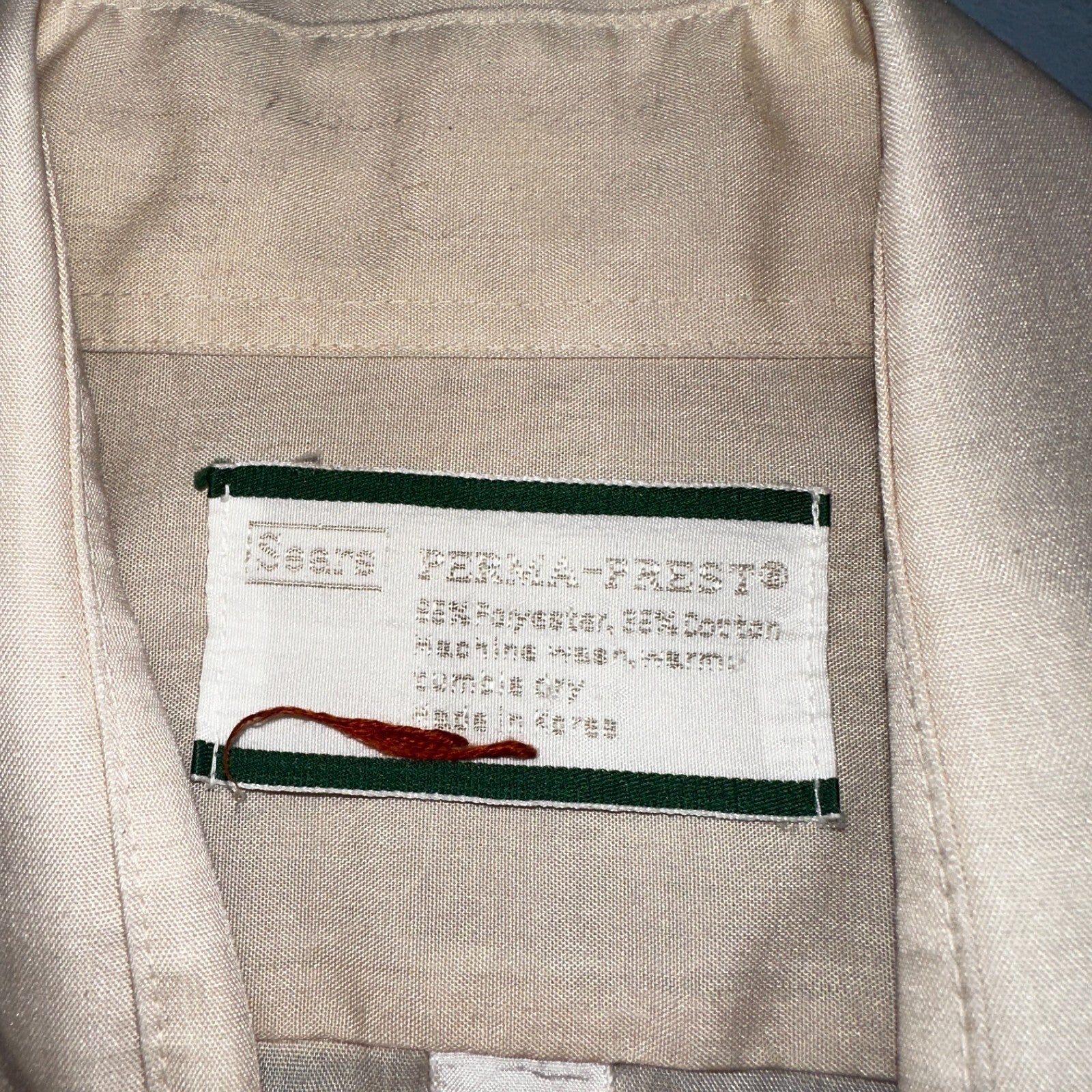 VTG 60s 70s Paint Stained Sears Perma Prest Short Sleeve Camp Shirt 16 Thrashed