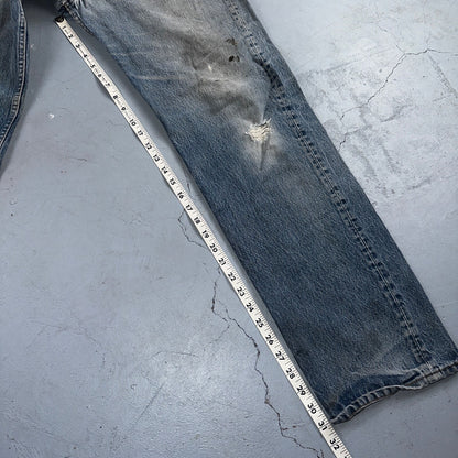 Levis 501 Vintage 90s USA XX Straight Leg Jeans Blue Thrashed 36x36 Act 33x31