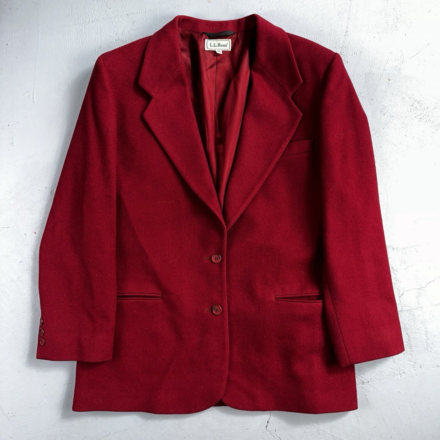 LL Bean Blazer Women's Size 14 Red Wool Cashmere Vintage USA