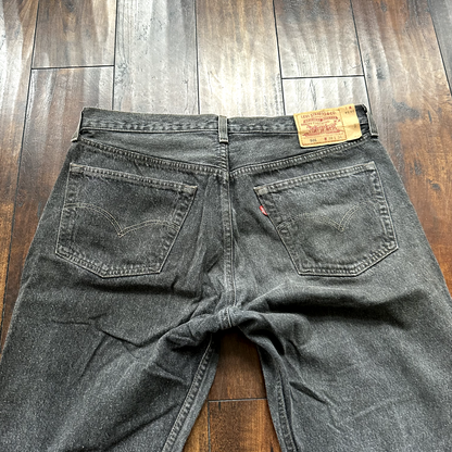 Vintage Levis 501 Button Fly 90s Tag Jeans Black Gray 80s 38x34 Act 35x32