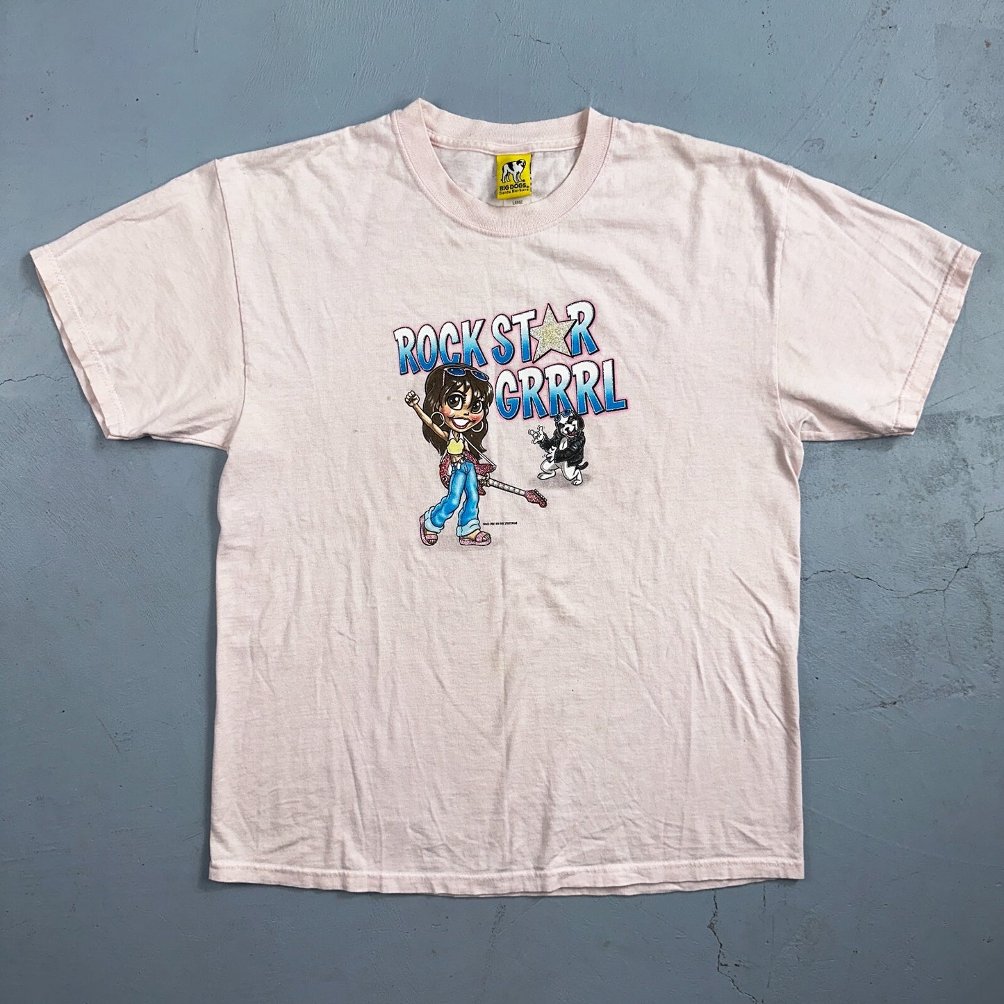 Big Dogs Rock Star GRRRL Girl Y2K VTG T Shirt Bratz Dolls 2000s Pink Cute Punk
