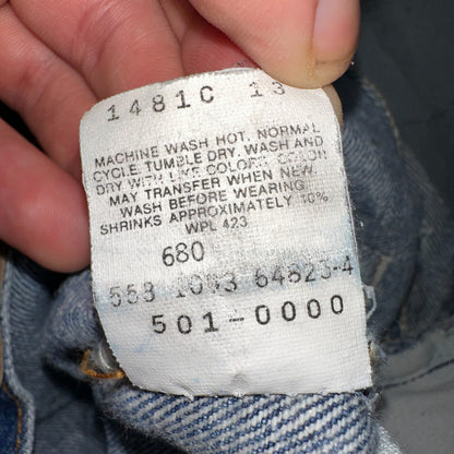 Levis 501 Vintage 90s USA XX Straight Leg Jeans Blue Light Wash 35x33 Act 32x30