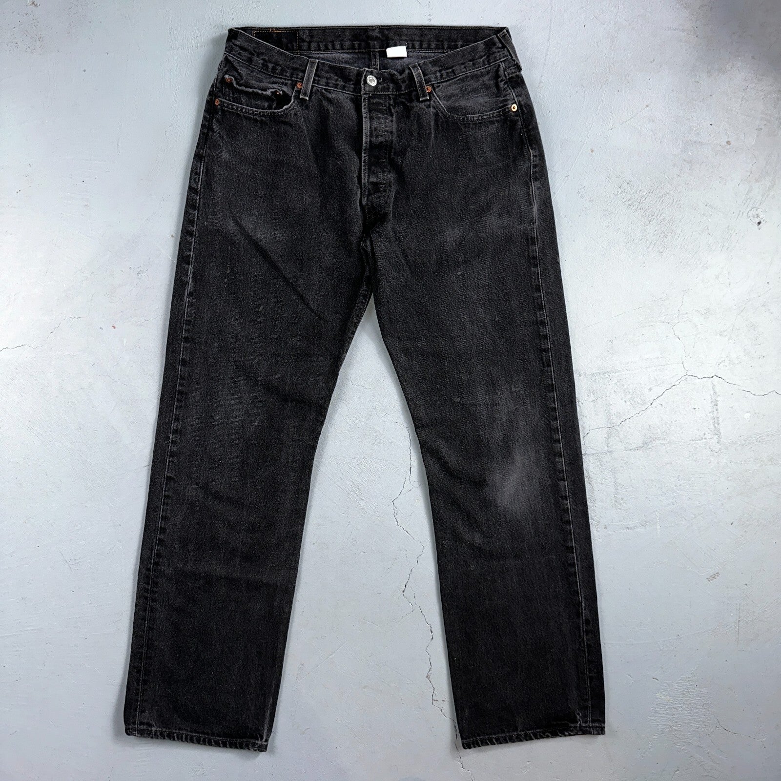 Levis 501 Vintage Y2K XX Straight Leg Jeans 90s Black Med Wash 36x34 Act 31x32