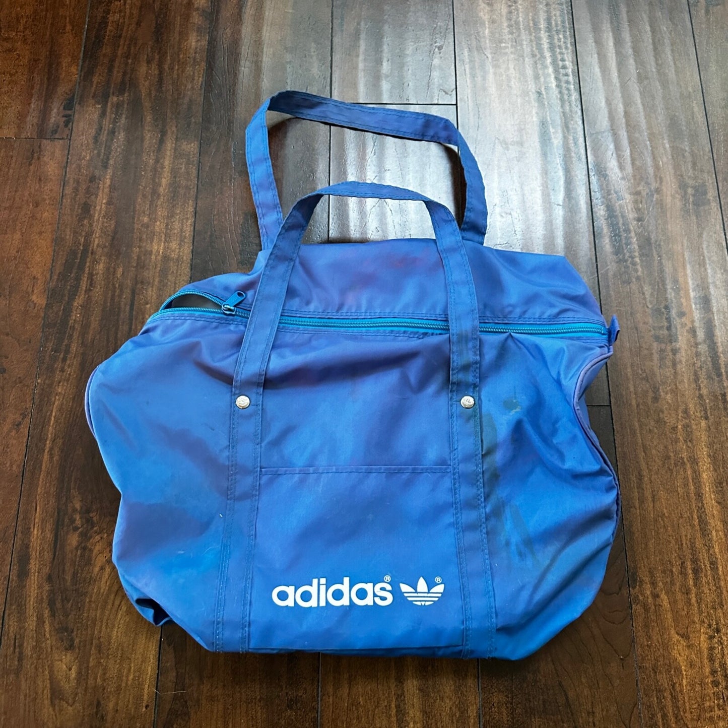 Adidas Vintage Duffle Bag Gym Travel Retro Spellout Light Blue Duffel Travel 80s