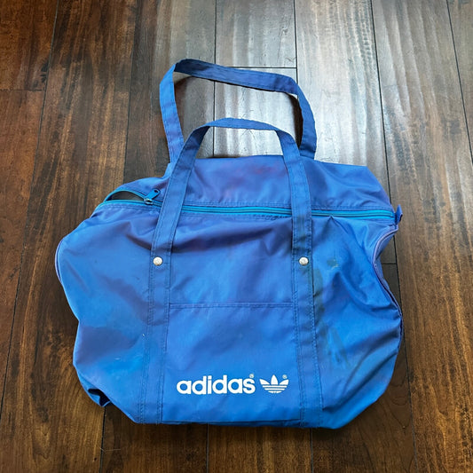 Adidas Vintage Duffle Bag Gym Travel Retro Spellout Light Blue Duffel Travel 80s