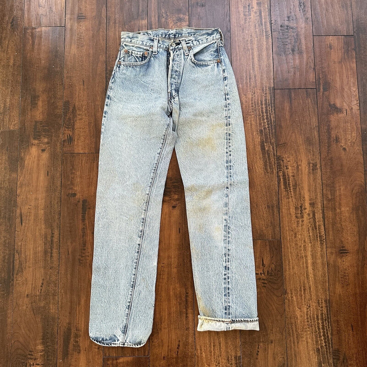 Levis Vintage 80s Redline Selvedge USA 501 XX Jeans 66 30x36 Light Wash Ac 26x31