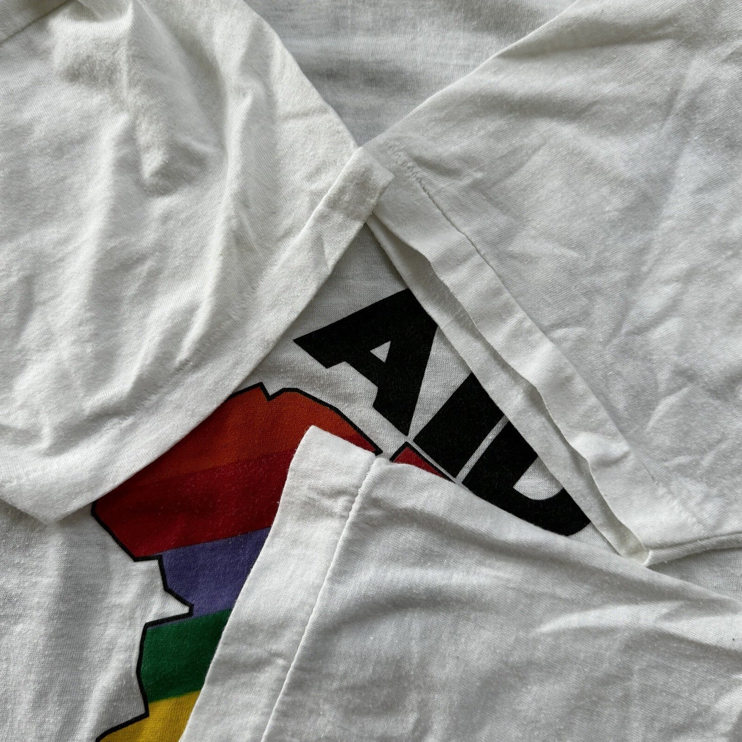 Vintage 1985 Live Aid T Shirt White Queen Freddie Mercury Saves Lives 80s