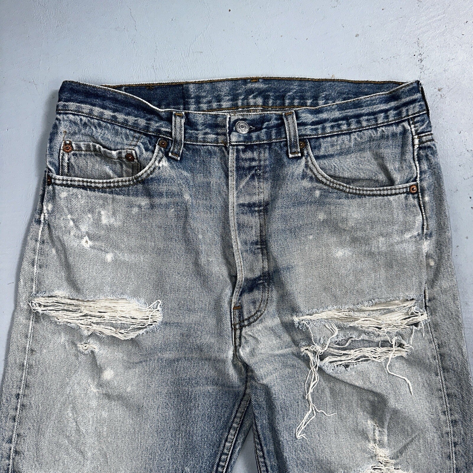 Levis 501 Vintage 90s USA XX Straight Leg Jeans 35x33 Light Wash Act 32x29