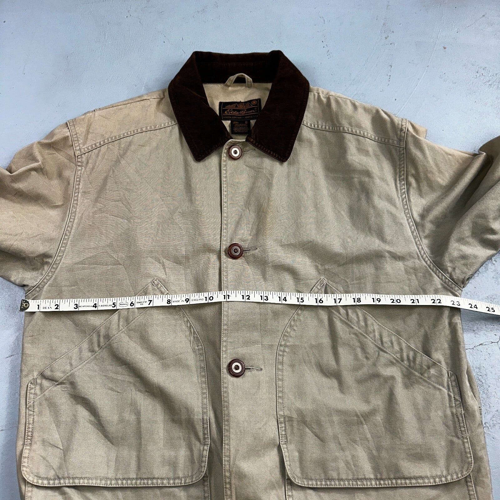 Eddie Bauer Jacket Mens M Tan Brown Chore Barn Field Coat Canvas Outdoor VTG