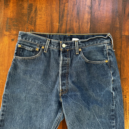 VTG Levis 501 XX Button Fly 90s Y2K Jeans Denim Straight Capri 34x30 Act 31x25