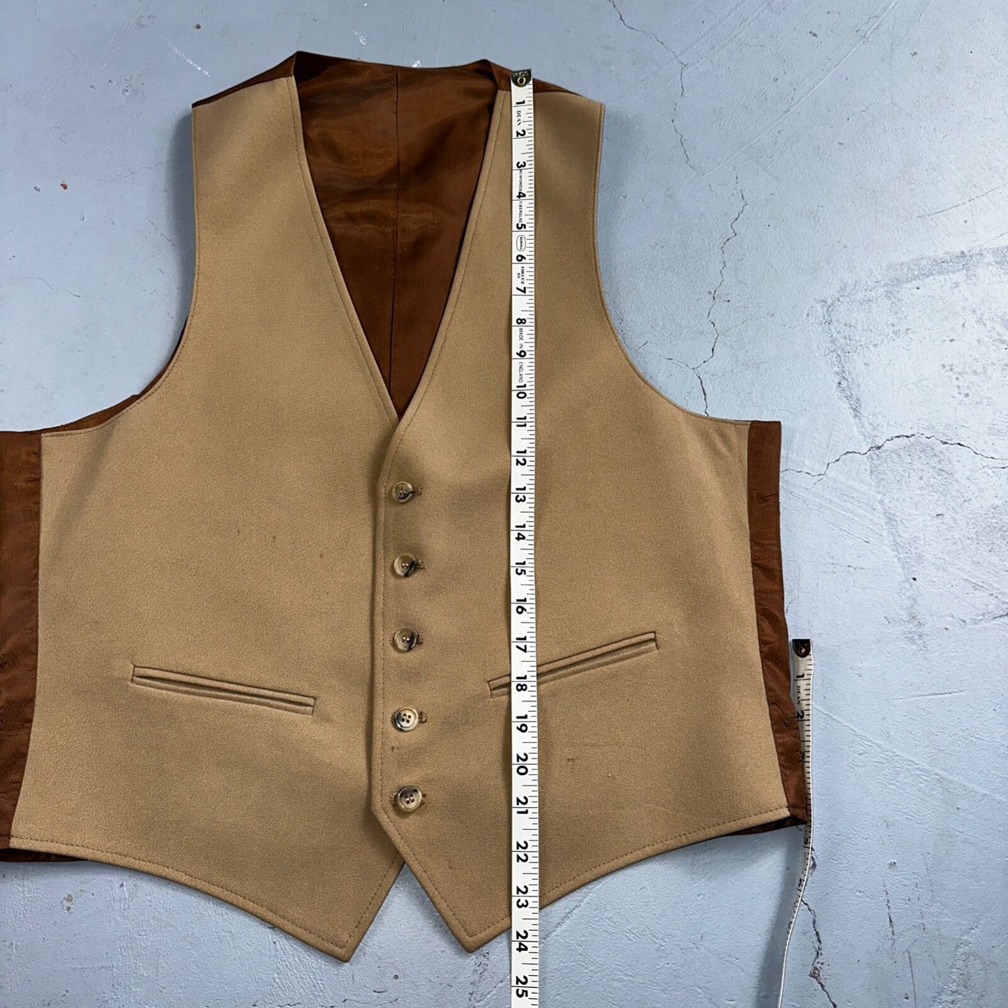 VTG Mens 3 PC Suit 42 Jacket Coat Pants Vest Plaid Rockabilly 70s 1970s Brown