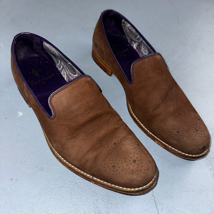 Men’s ROBERT GRAHAM Brown Suede Leather Fashion Loafers Sz 8.5 D