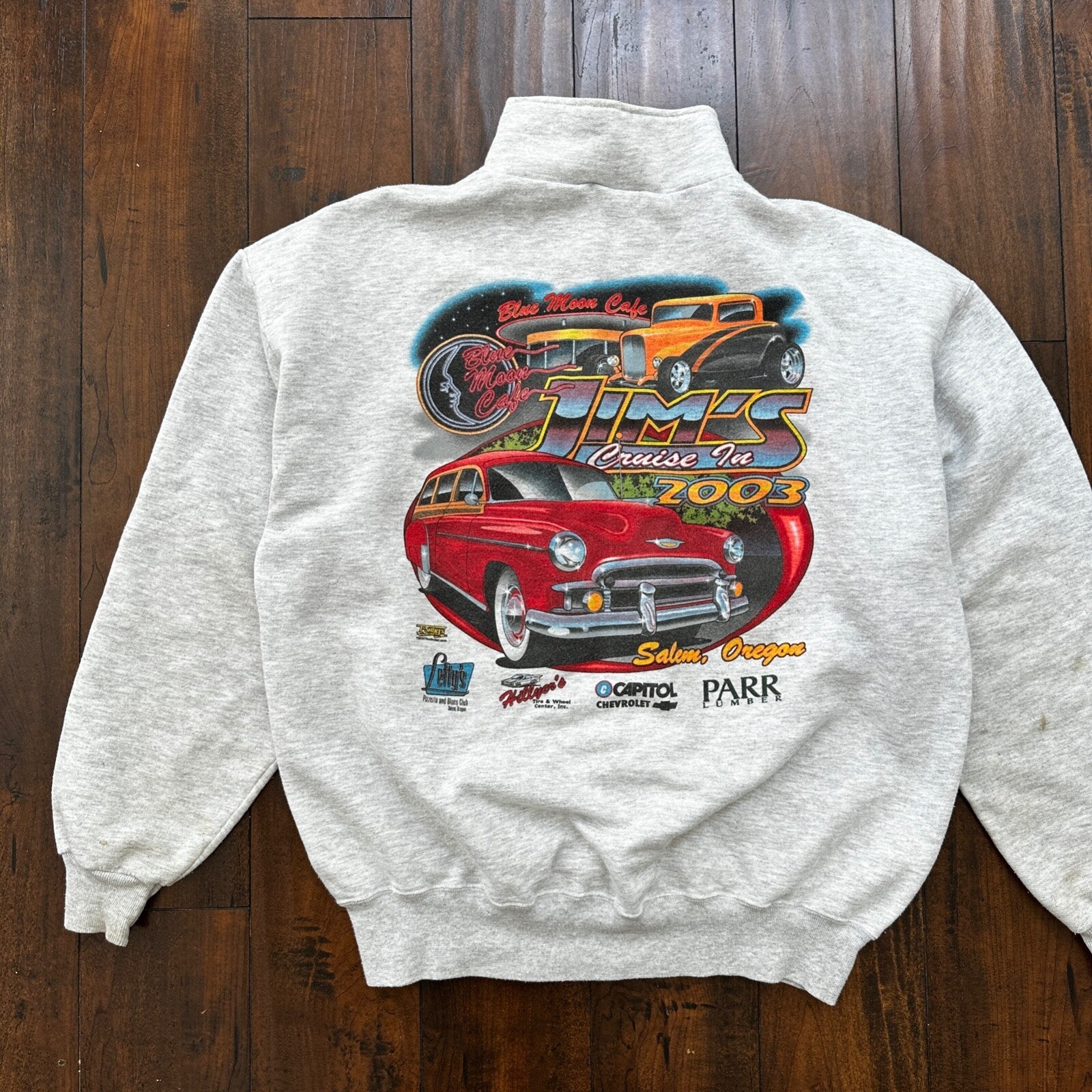 Roadster VTG Y2K Sweatshirt Quarter Zip Oregon Hot Rod Cars Racing Nascar Salem