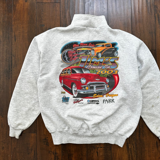 Roadster VTG Y2K Sweatshirt Quarter Zip Oregon Hot Rod Cars Racing Nascar Salem