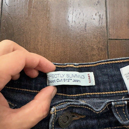 Levis 512 Womens Jeans 6 Blue Slimming Boot Cut Stretch Dark Wash 26x28 Vtg Y2K